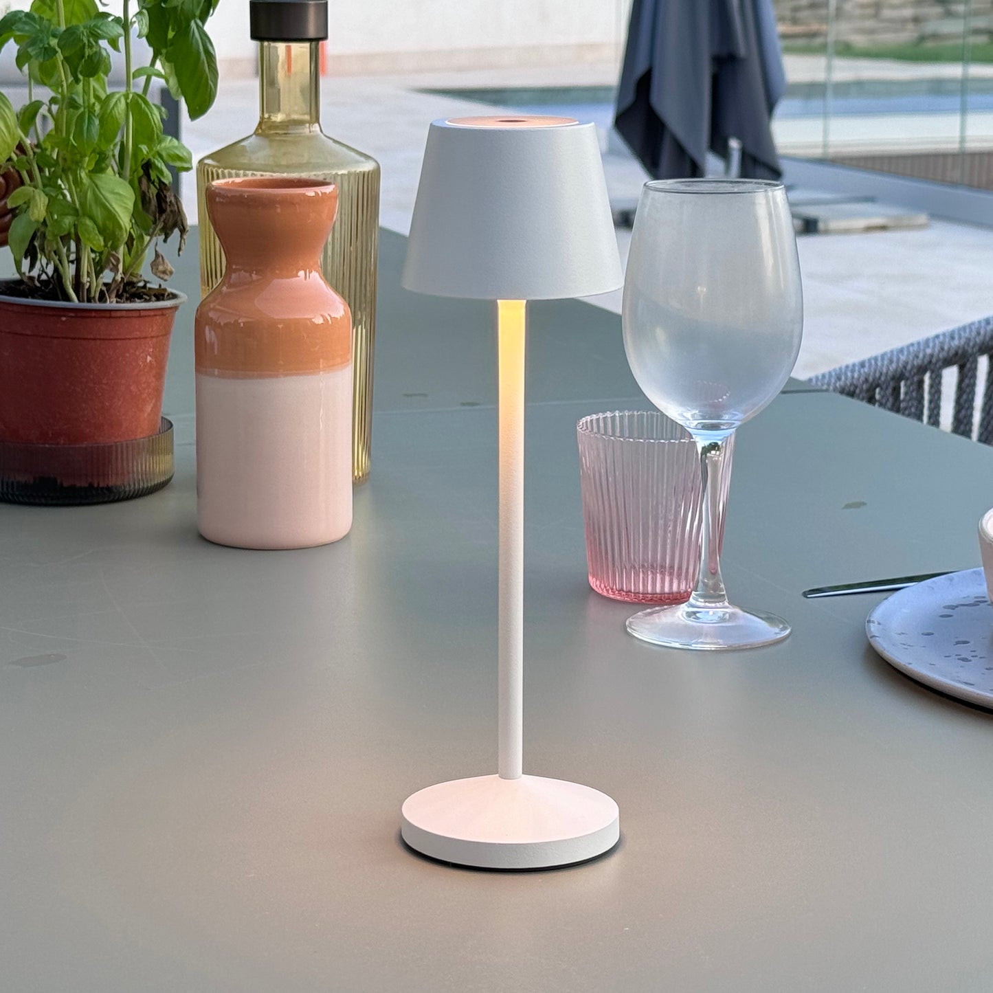 Lampe de table sans fil LED blanc chaud dimmable EMILY H25cm, White