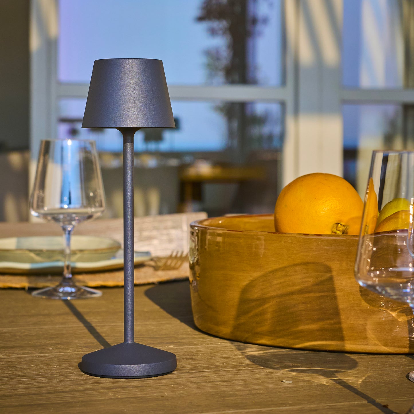 Lampe de table sans fil LED blanc chaud dimmable EMILY ROCK H25cm, Gris Anthracite