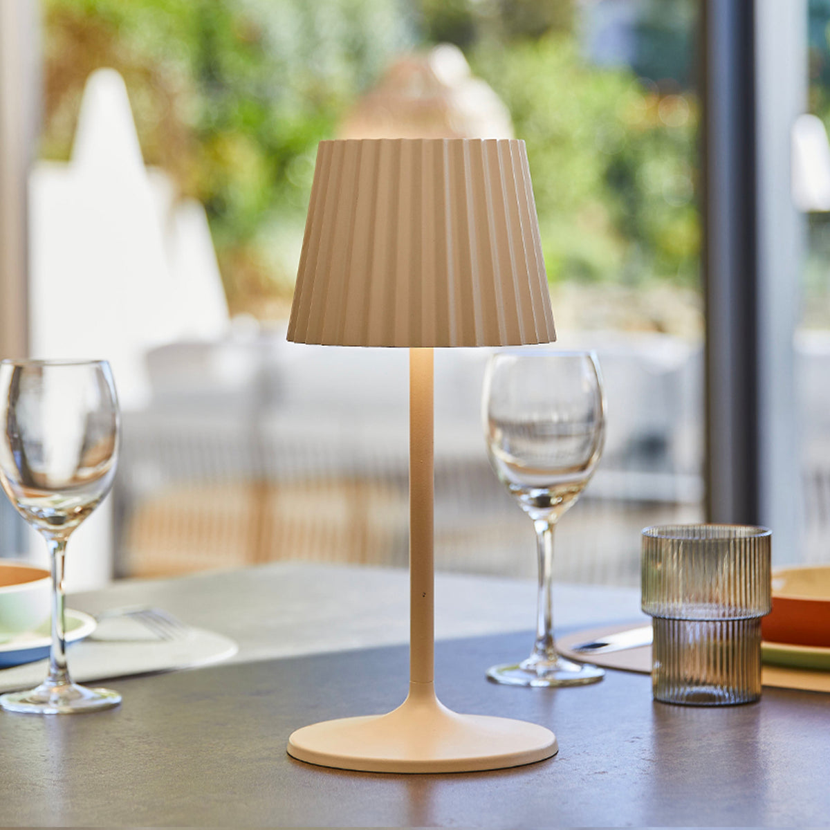 Wireless warm white LED table lamp ABBY WHITE H30cm