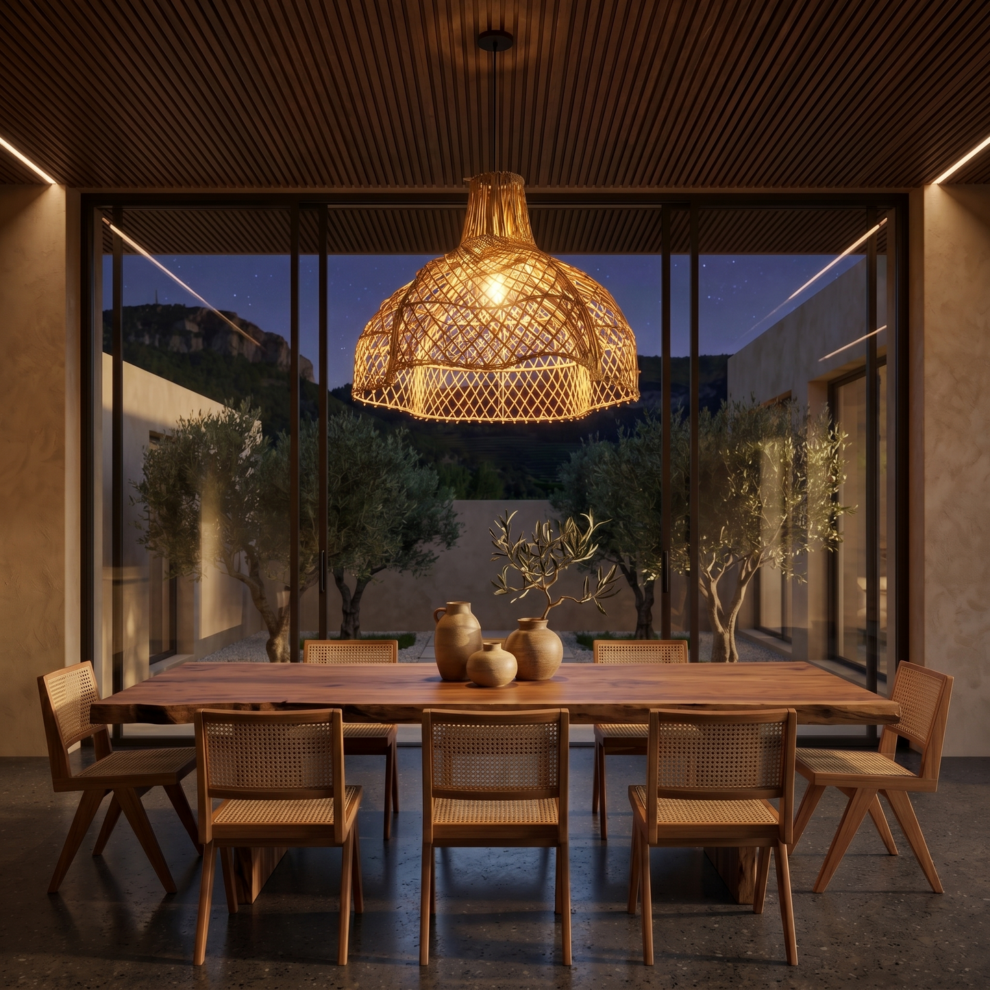 GIACOMO INDOOR lampshade in natural rattan bohemian style for electric mount E27 H45cm