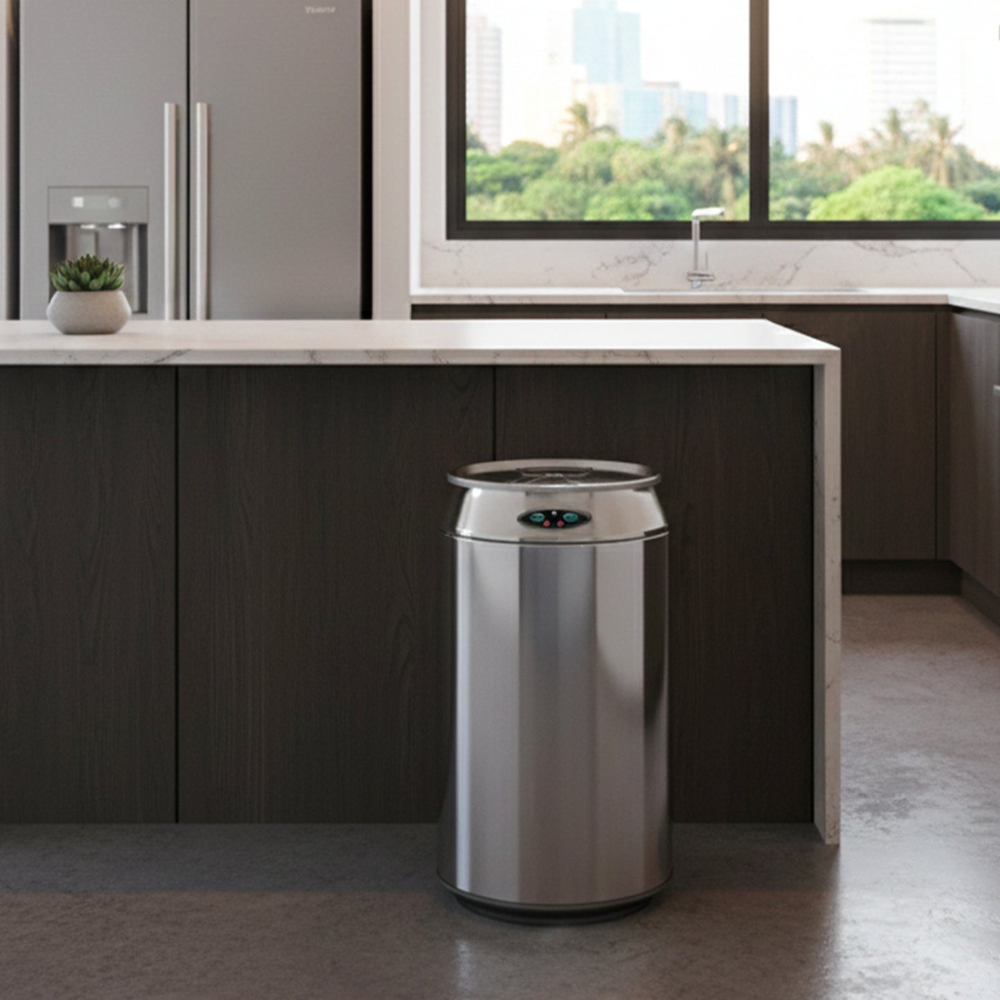 Automatic kitchen bin 30L CAN in stainless steel can shape with bucket