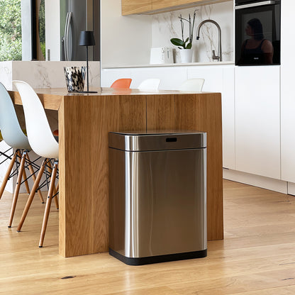 Design automatic kitchen bin 60L UPPER in stainless steel with strapping