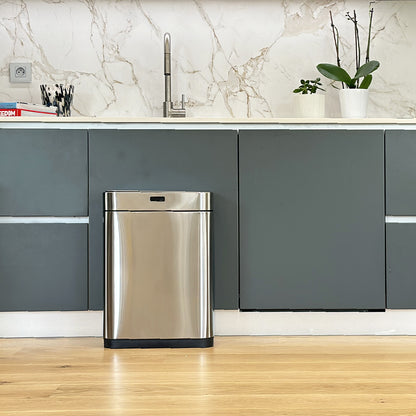 Design automatic kitchen bin 60L UPPER in stainless steel with strapping