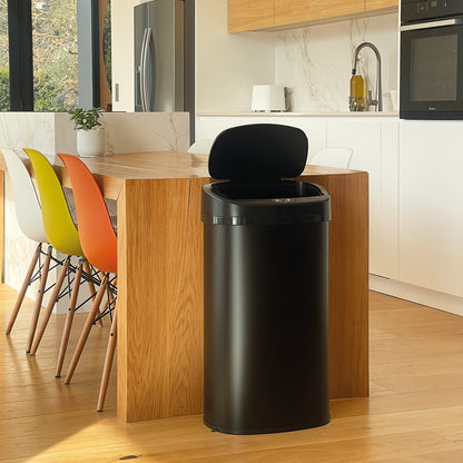 Automatic kitchen bin 68L MAJESTIC large capacity Matt black in stainless steel with strapping