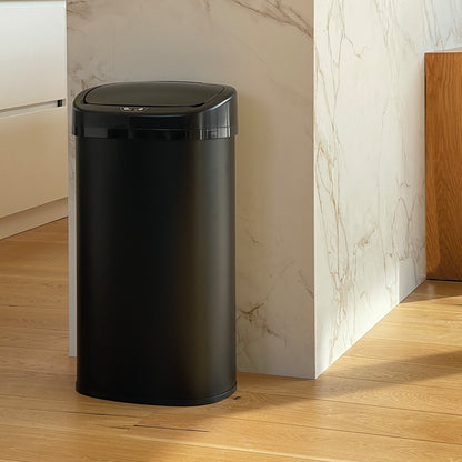 Automatic kitchen bin 68L MAJESTIC large capacity Matt black in stainless steel with strapping