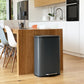 Kitchen pedal bin 50L Design ADMIRAL Matt black in stainless steel with bucket and soft closing