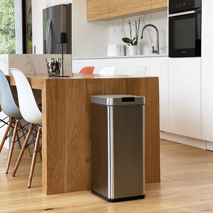 Automatic kitchen bin 60L SILVERLAKE in stainless steel with strapping Large capacity butterfly opening