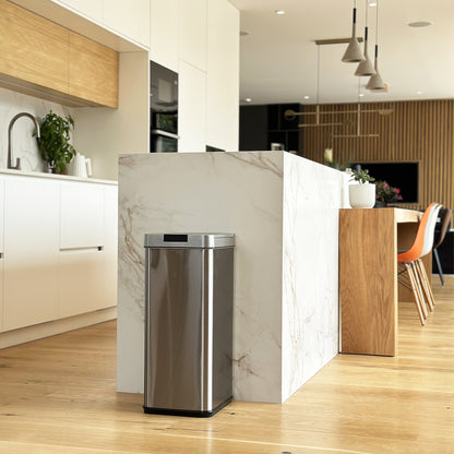 Automatic kitchen bin 70L SILVERLAKE in stainless steel with strapping Large capacity butterfly opening