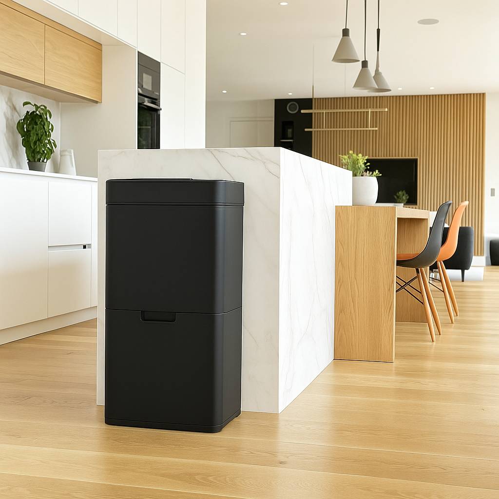 NARVIK 75l Double Compartment Automatic Kitchen Trash Can In Stainless Steel Recycling Large Capacity And Table Trash Can 3l