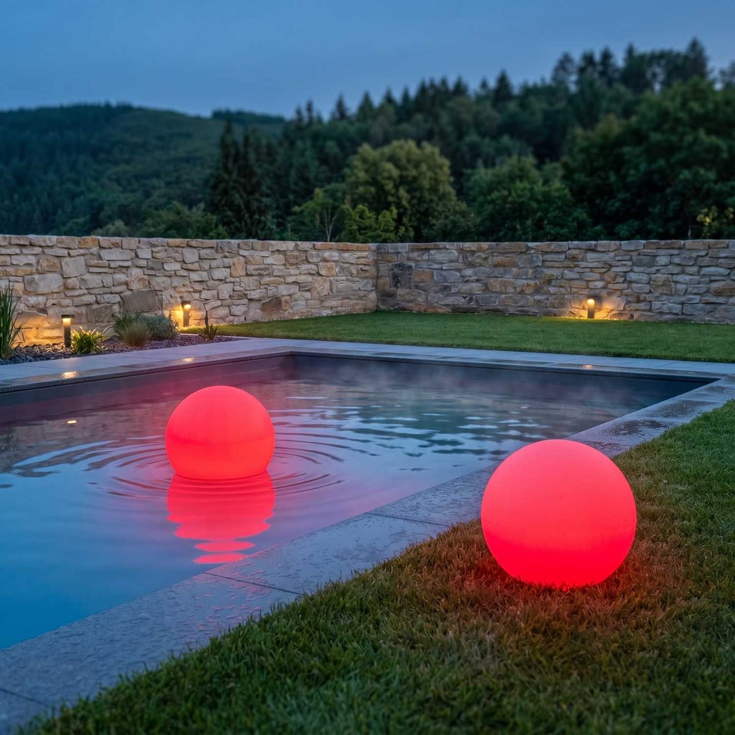 Set of 2 SOLSTY white/multicolor LED floating light balls to prick or put down ∅30cm