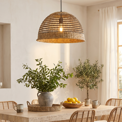 CESARE INDOOR lampshade in natural braided seagrass bohemian style for electric mount E27 H19cm
