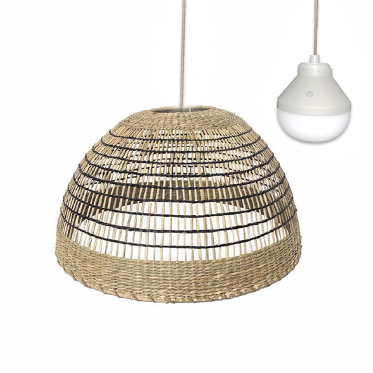 Suspension CESARE NOMAD en herbe marine naturelle style bohème avec ampoule LED blanc/RGB nomade