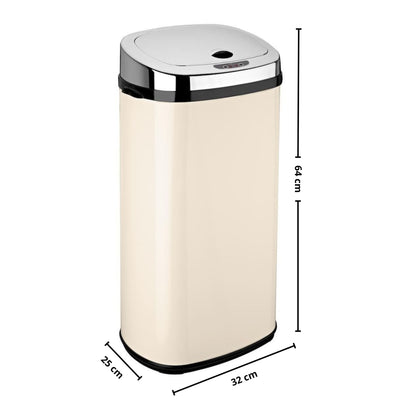 Automatic kitchen bin 42L LARGO Crème gloss in stainless steel with strapping