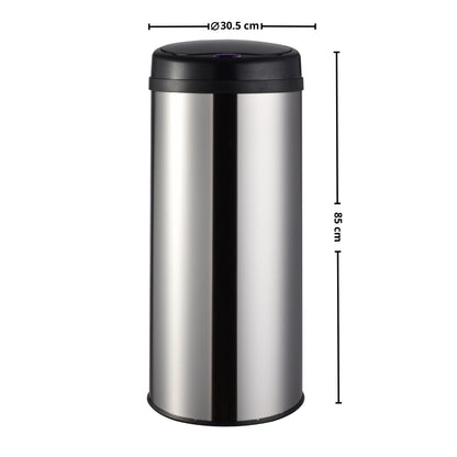 Automatic kitchen bin 50L ARTIC SILVER large capacity in brushed STAINLESS STEEL with strapping