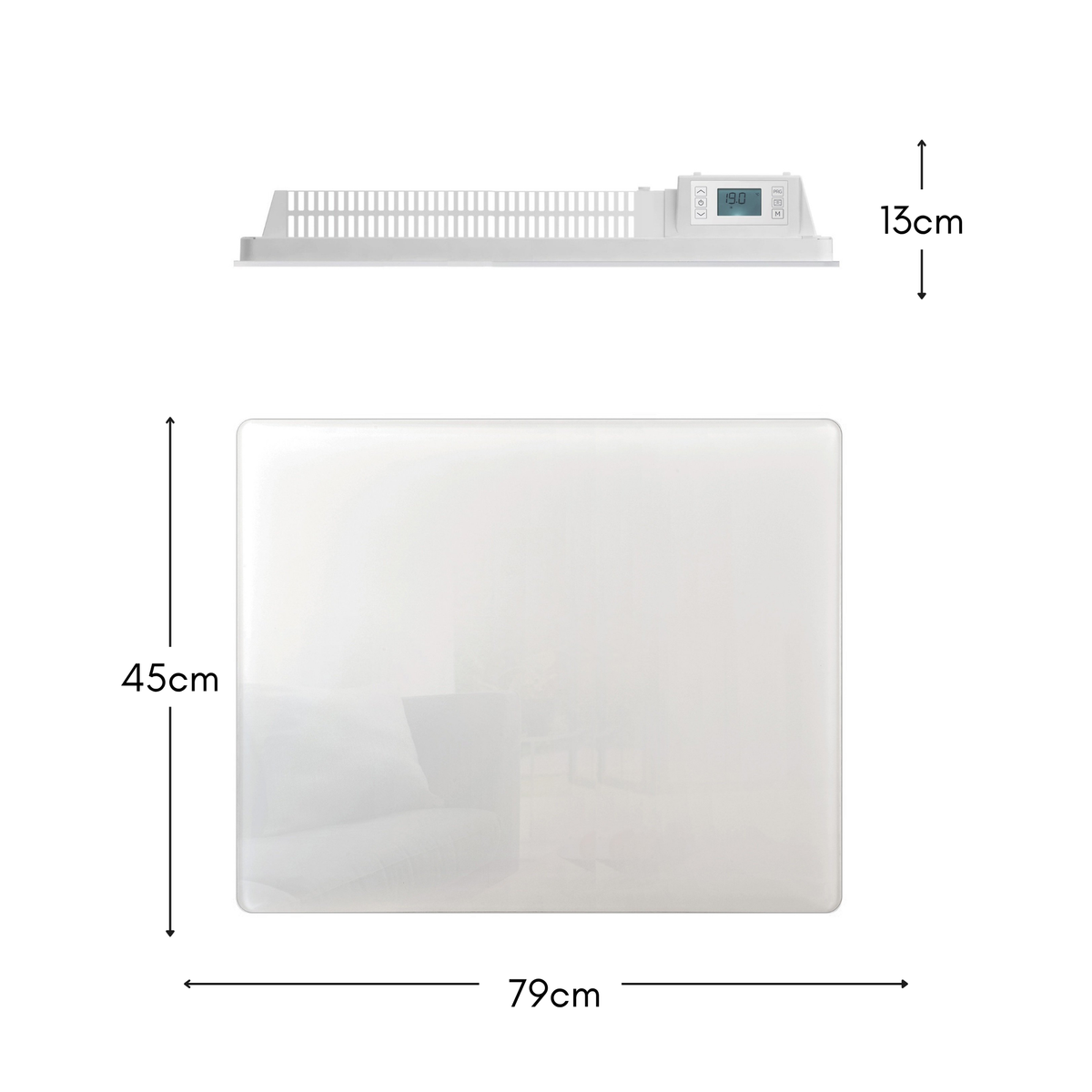 Electric radiator with dry inertia CERAMIC block + GLASS facade LCD screen 1500W GLASS Standard NF