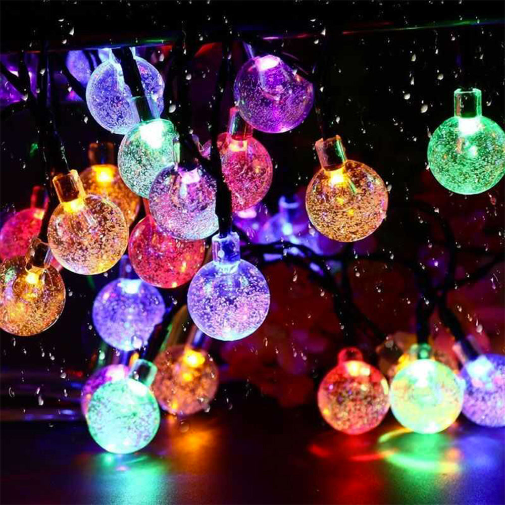 Lot de 2 guirlandes lumineuses solaires 20 globes scintillants LED multicolore FESTY COLOR 5.80m