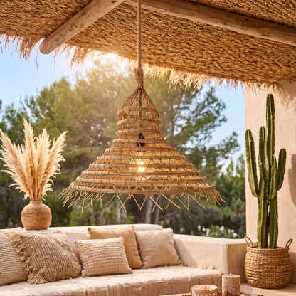 GAIA lampshade in bohemian natural date palm fiber for electric mount E27 60 cm diameter