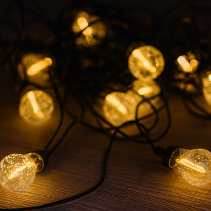 Guirlande lumineuse solaire 25 ampoules bulles BUBBLE STRING LIGHT LED blanc chaud dimmable 20m