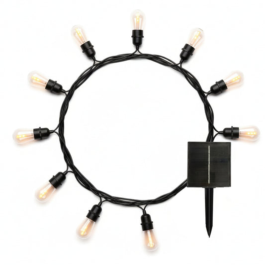 Guirlande lumineuse solaire raccordable 10 ampoules LED blanc chaud effet flamme FLAME STRING LIGHT 8m