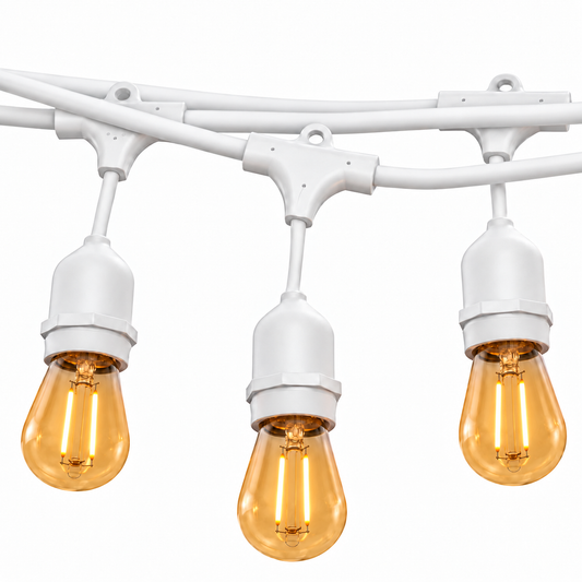 Guirlande lumineuse extérieur câble blanc 10 ampoules LED blanc chaud douille E27 interchangeables MAFY LIGHT WHITE 6m