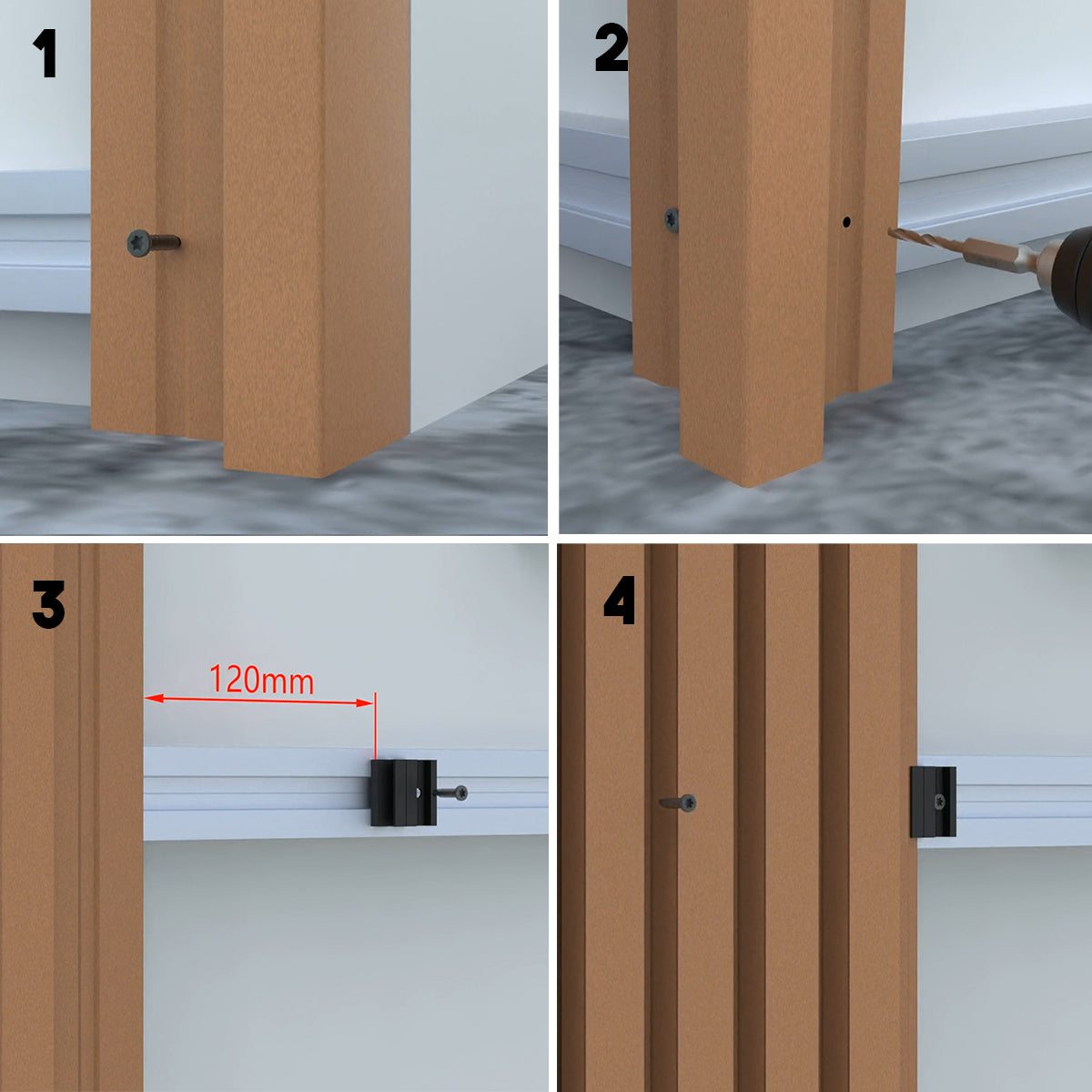 Garden fence kit with blackout composite wood and aluminum panels - extension 1.85 x 1.87 m