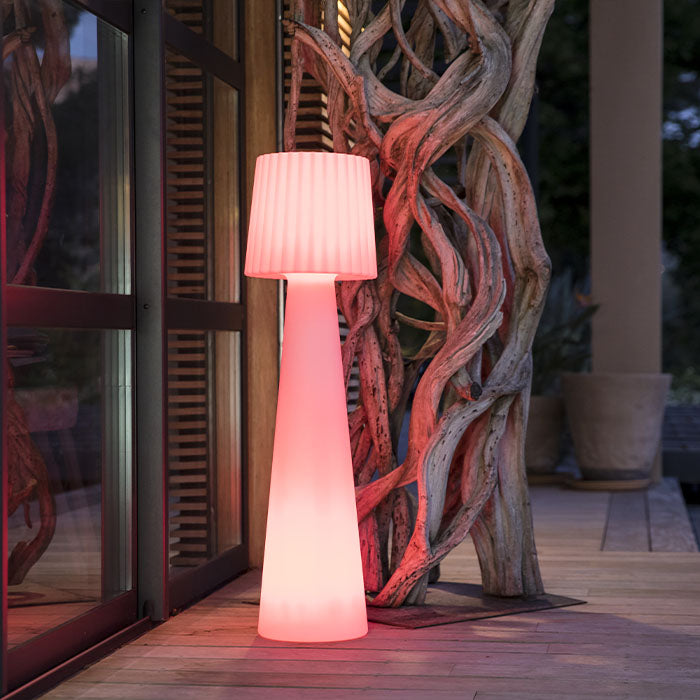 Lampadaire solaire LED abat-jour ondulé multicolore dimmable LADY C110 SOLAR  H110cm avec télécommande