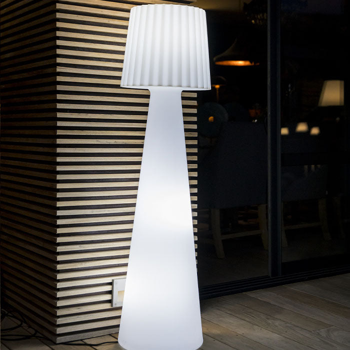 Design light floor lamp wired corrugated lampshade for outdoor white LED LADY H150cm E27 base