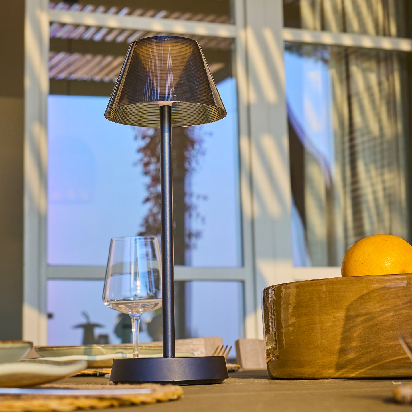 Wireless warm white LED table lamp BEVERLY BLACK H34cm