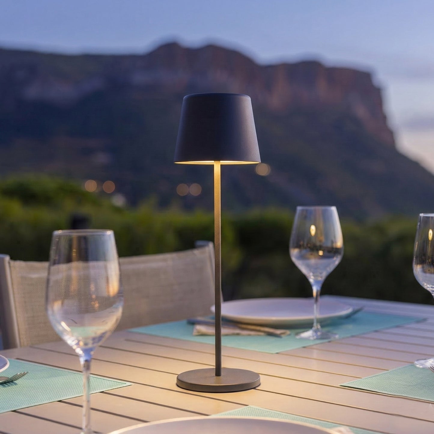 Table lamp touch wireless aluminum gray LED white dimmable KELLY ROCK H39cm