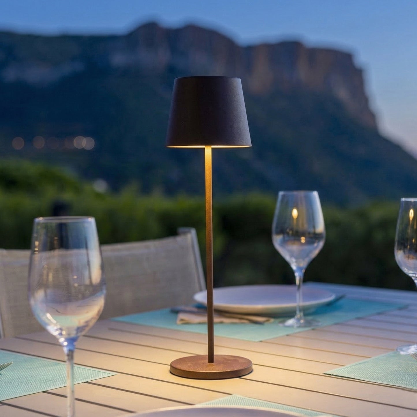 KELLY VINTAGE H38cm table lamp touch wireless aluminum brown white LED dimmable