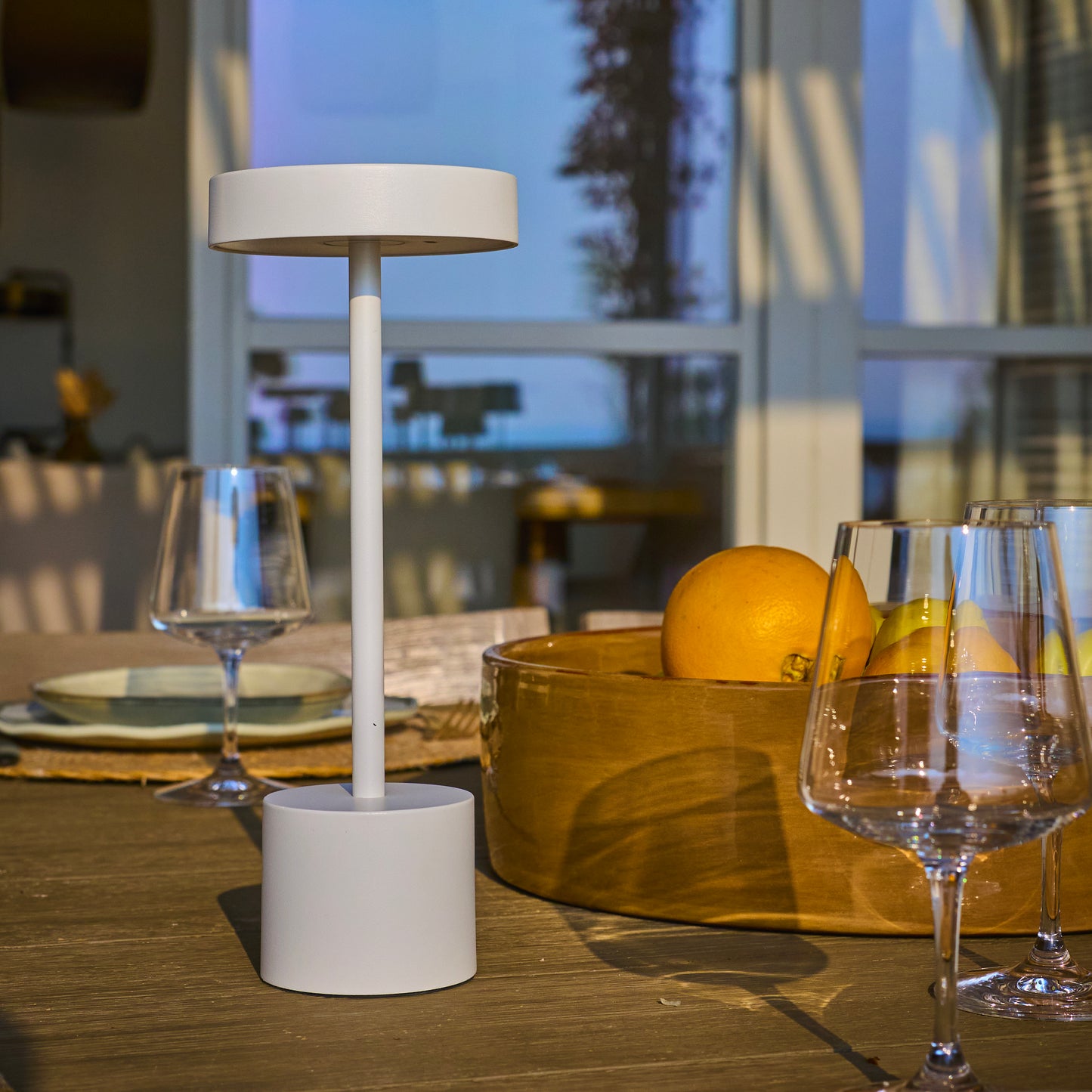 Lot de 2 lampes de table sans fil touch en aluminium blanc mat LED ROBY WHITE H30cm