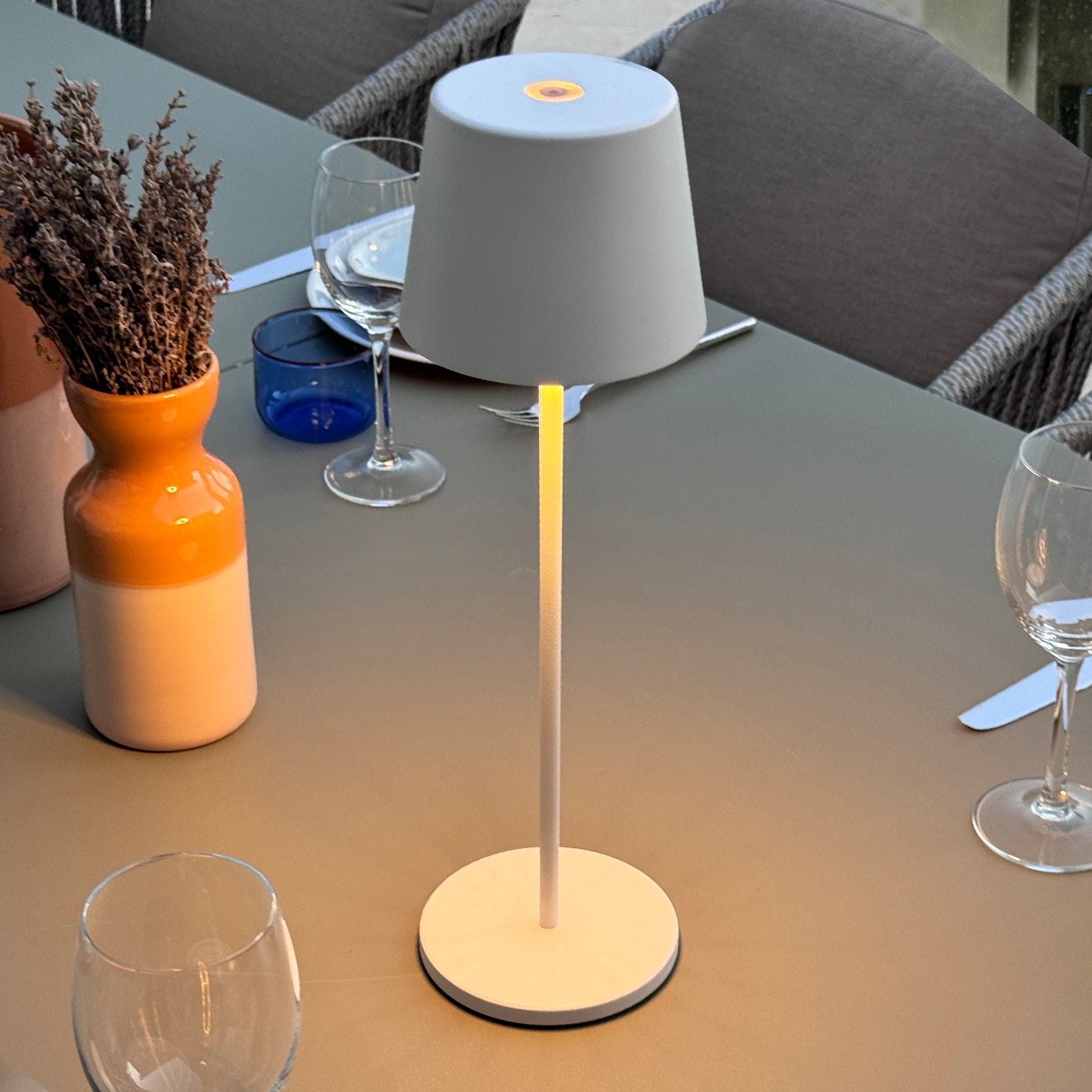 Table lamp touch wireless aluminum gray LED white dimmable KELLY ROCK H39cm