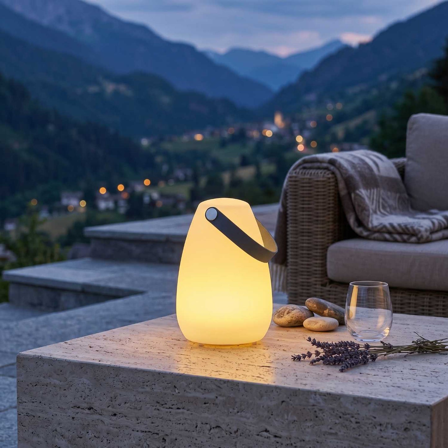 Warm white/multicolour dimmable LED portable lamp LAURY H28cm