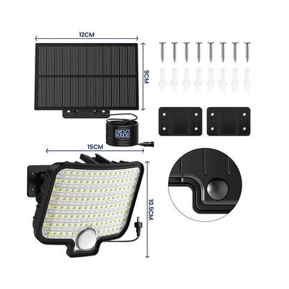 Lot de 2 Spots Solaires LED Puissants BRIGHTLY - Éclairage Blanc avec Détecteur de Mouvement, Orientables et Panneau Solaire Déporté, Parfaits pour Jardin, Terrasse et Extérieur