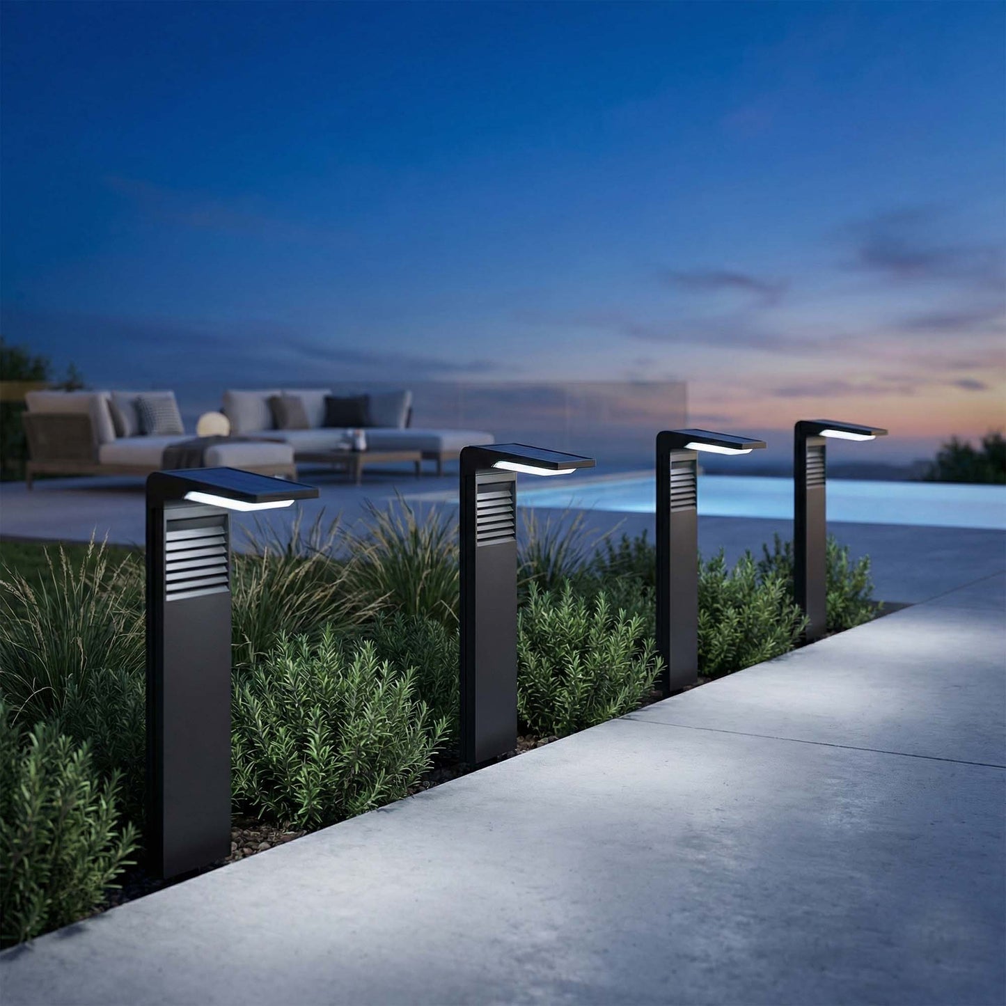 Set of 2 cold white LED solar beacons for planting 2x OSTRY H41cm