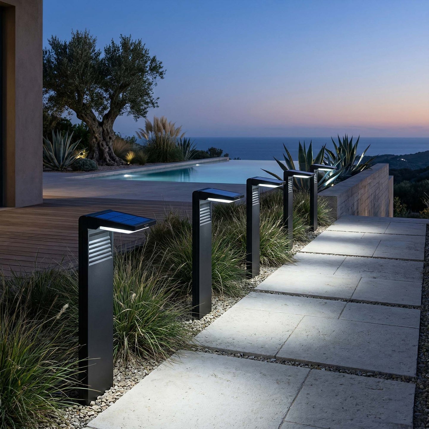Set of 2 cold white LED solar beacons for planting 2x OSTRY H41cm