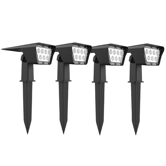Set of 2 solar spotlights 2 in 1 projector to prick or fix rectangular powerful lighting dimmable white LED CURTIS H 31.5cm