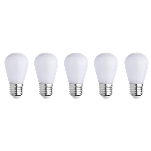 Set of 5 E27 white globe LED bulbs compatible with PARTY BULB WHITE H7cm garland