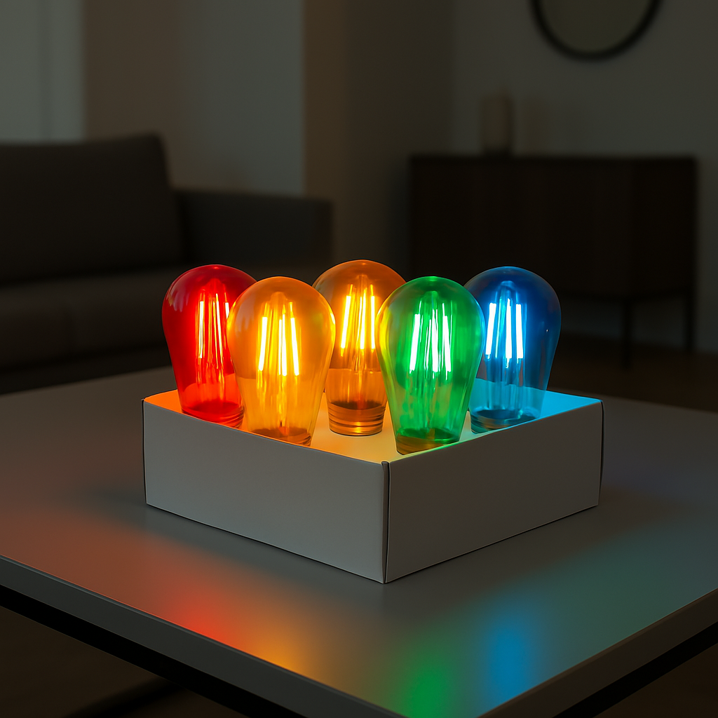 Set of 5 LED bulbs E27 multicolored globe compatible garland PARTY BULB COLOR H7cm
