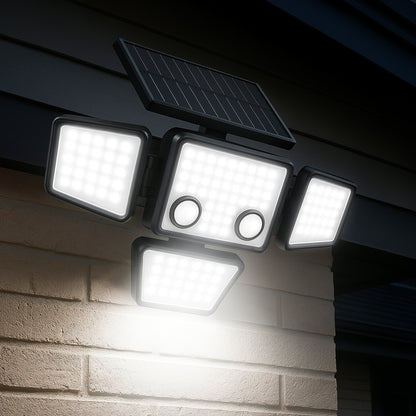 Lot de 4 Spots Solaires à 4 Têtes Noires FAIRVIEW - Éclairage LED Puissant Blanc, Orientables avec Détecteur de Mouvement, Idéaux pour Sécuriser Jardin, Terrasse et Extérieur