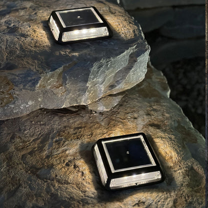 Set of 2 square garden solar beacons, warm white LED beaconing 2x QUADRY 12x12cm