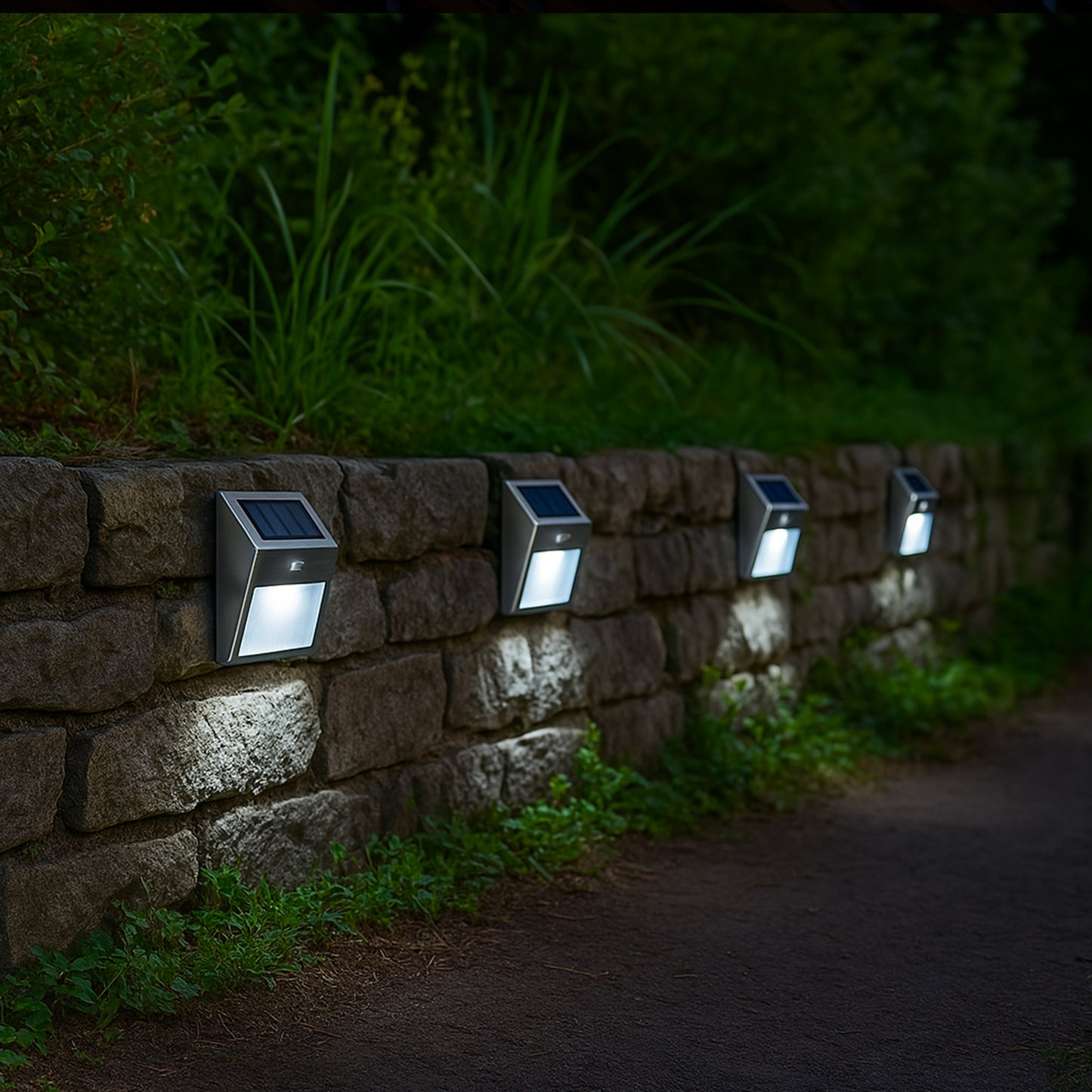 Set of 2 solar-powered stainless steel wall lights WALLY H10cm