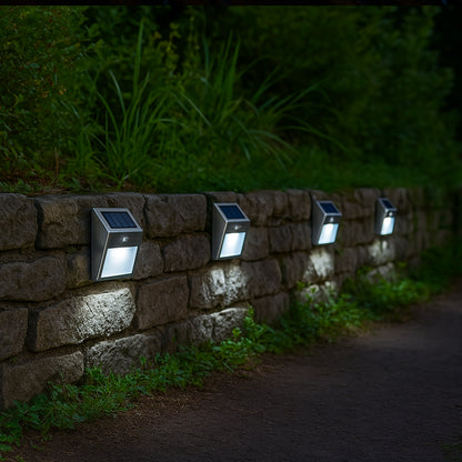 Set of 2 solar-powered stainless steel wall lights WALLY H10cm