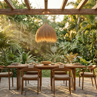Abat jour naturel MASAI en herbe de rayung style bohème H40cm pour monture électrique E27
