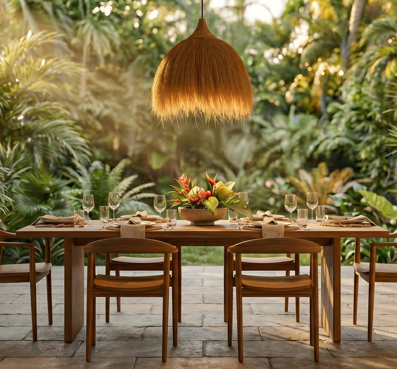 Abat jour naturel MASAI en herbe de rayung style bohème H40cm pour monture électrique E27