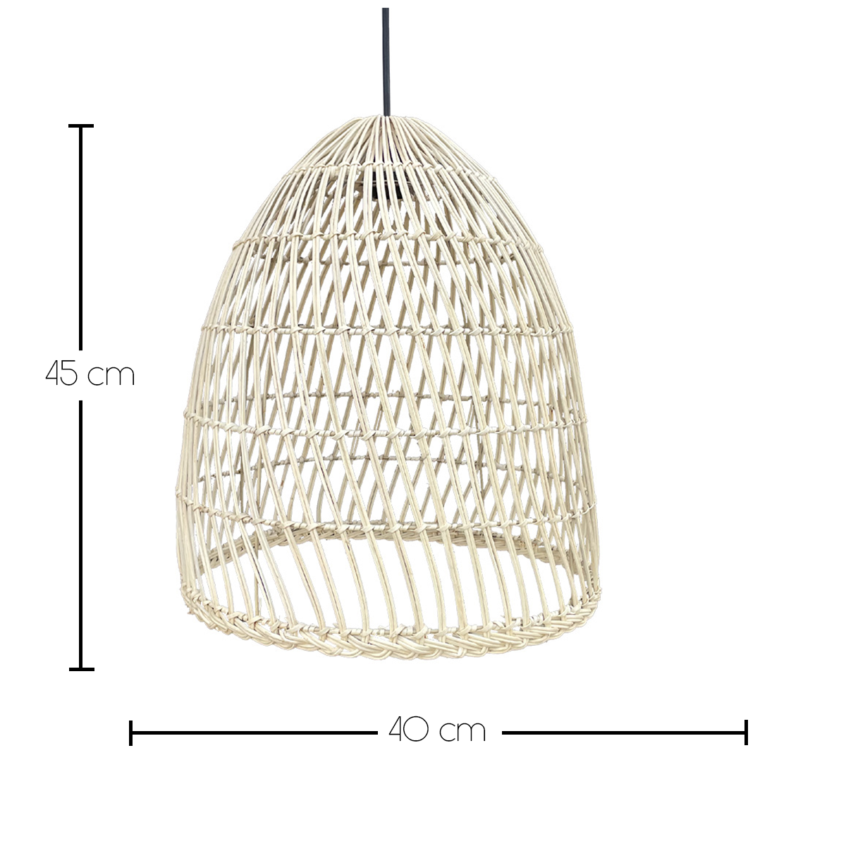 Suspension solaire PAULO SOLAR en rotin naturel avec câble hybride secteur et solaire 5m de longueur