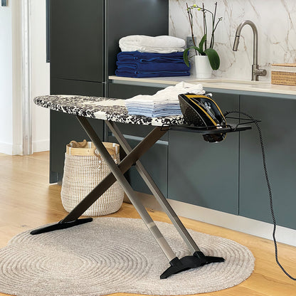 TIFFANY designer foldable ironing board in aluminum 130x47 H93cm high quality with iron rest and steam station rest