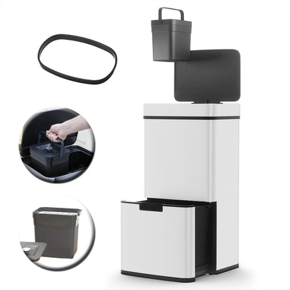 NARVIK 75l Double Compartment Automatic Kitchen Trash Can In Stainless Steel Recycling Large Capacity And Table Trash Can 3l