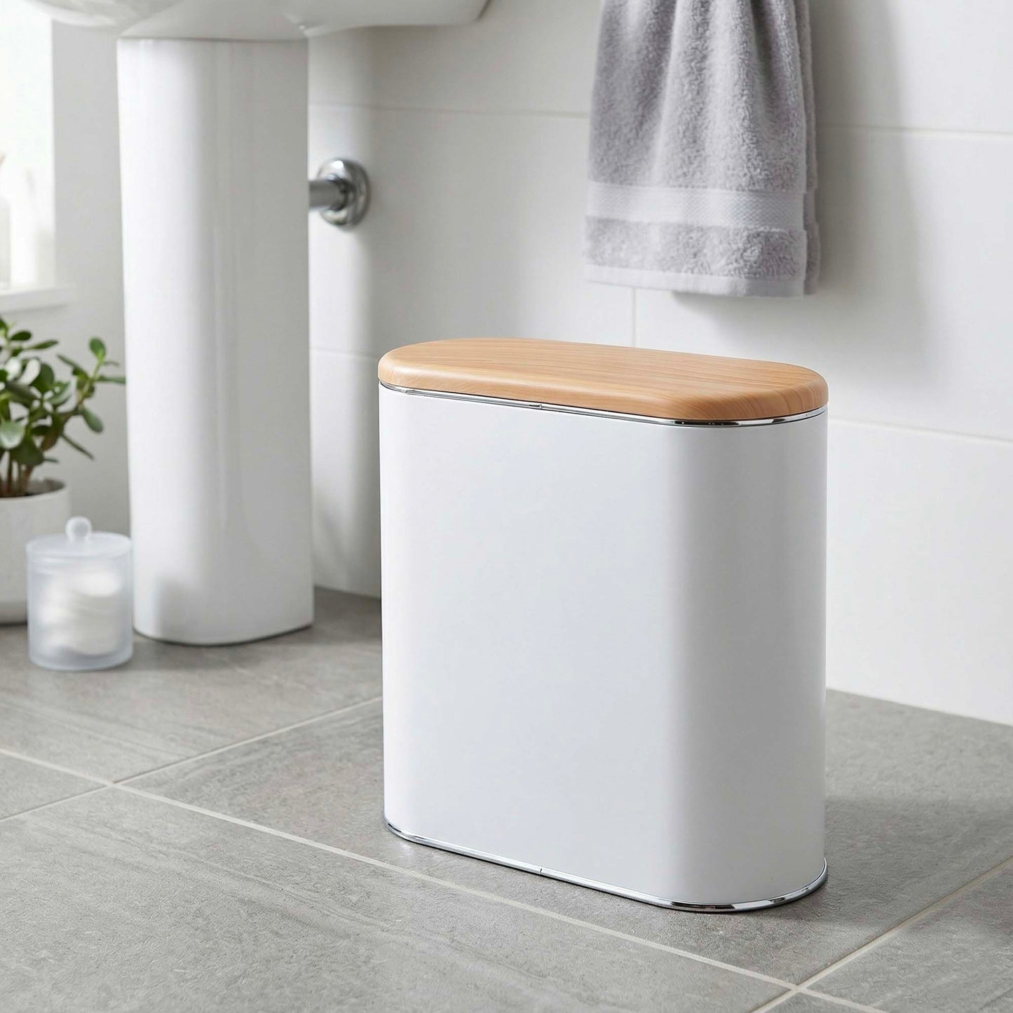 Poubelle de salle de bain étroite push 10L ALDO Couleur bois avec seau