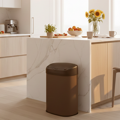 Poubelle de cuisine automatique 58L MAJESTIC CORTEN Marron grande capacité en INOX avec cerclage